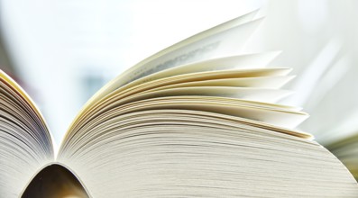 Books lying on the table in the public library