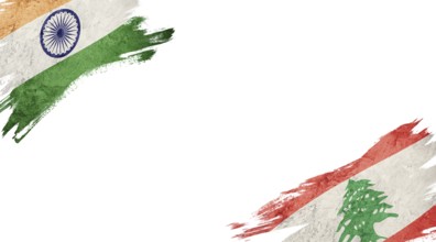 Flags of India and Lebanon on White Background