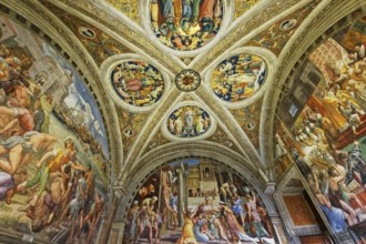 VATICAN CITY, VATICAN, JUNE 15, 2015 : interiors and architectural details of Raphael rooms in