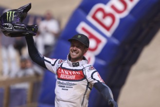 MAYDENA, AUSTRALIA - FEBRUARY 08: Troy BROSNAN of Australia celebrates finishing third in Red Bull