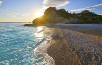 La Caleta beach playa in Villajoyosa of Alicante in Spain also Vila Joiosa at Costa Blanca