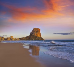 Arenal Bol beach in Calpe also Calp in Alicante of spain at Costa Blanca Arenal-Bol Ifach penon