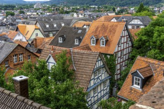 Picturesque view of the historic town Marburg in Germany with beautyful old houses