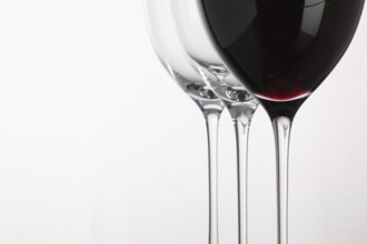 Wineglass with red wine on a white background