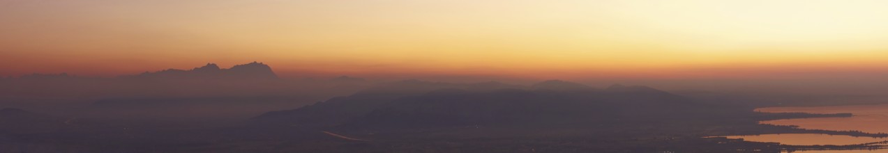 Evening atmosphere in the Rhine Valley, panoramic view from the Pfänder