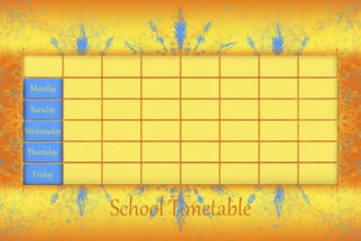 School Timetable Schedule With Colorfull Background 3D illustration