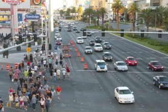Las Vegas, Usa, July 15 2011: Rush busy hour with people and vechicles at the streets of Las Vegas
