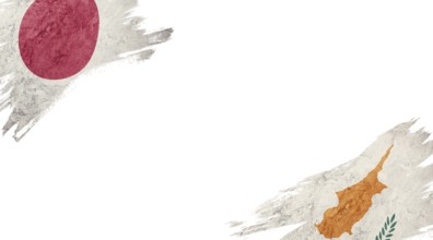 Flags of Japan and Cyprus on White Background