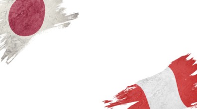 Flags of Japan and Peru on White Background