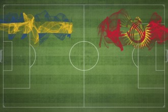 Sweden vs Kyrgyzstan Soccer Match, national colors, national flags, soccer field, football game,