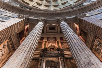 ROME, ITALY, JUNE 14, 2015 : interiors and architectural details of the pantheon, june 14, 2015, in