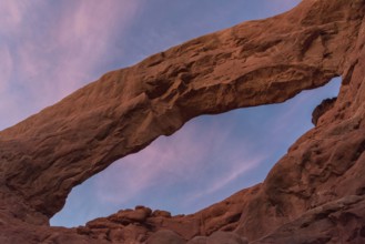 Sunset over Turret Arch in the Arches National Park, USA, North America