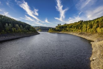 The water stream in Okertalsperre dam in the Harz Mountains in the Goslar district, Germany, Europe