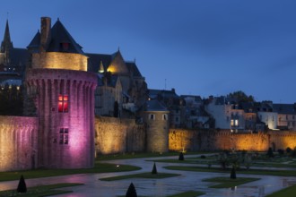 City wall and Jardin des remparts gardens, Vannes, Brittany, France, Europe