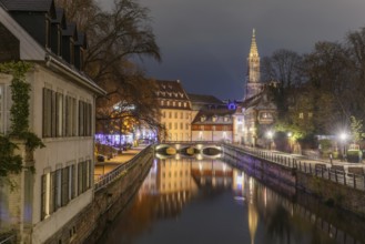 La Petite France at Christmas time, a picturesque district of the historic center of Strasbourg.