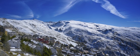 Sierra Nevada village and snow ski resort in Granada of Spain