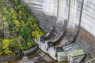 A close-up of the Oker dam near Altenau in the district of Goslar, Germany, Europe