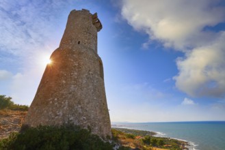 Torre del Gerro tower in Denia and Mediterranean sea of spain