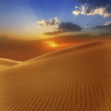 Desert sand dunes in Maspalomas sunset Gran Canaria at Canary islands