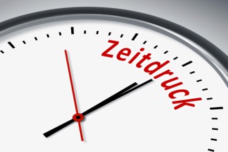Eine Uhr mit Text Zeitdruck