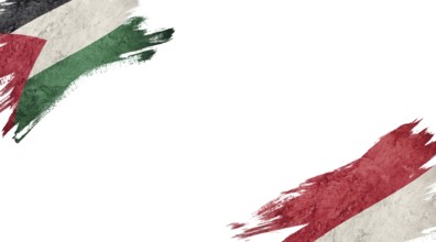 Flags of Palestine and Monaco on white background