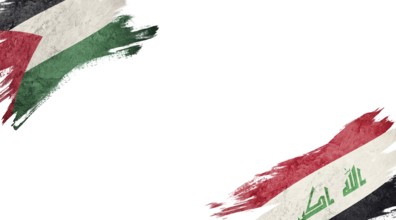 Flags of Palestine and Iraq on white background