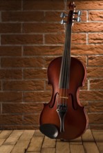 Old violin on table