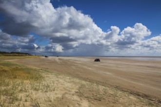 On the amazing Sonderstrand beach on the Romo peninsula, Jutland, Denmark. Scenery after heavy rain