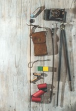 Vintage photo camera and photographic supplies and accessories