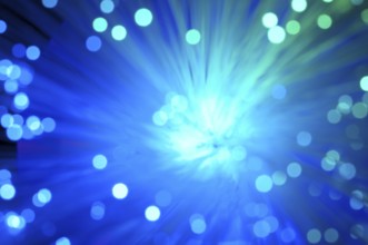 Optical fibers of fiber optic cable. Internet technology.Blue color