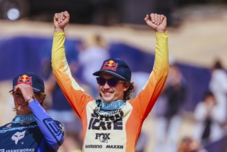 MAYDENA, AUSTRALIA - FEBRUARY 08: Jackson GOLDSTONE of Canada celebrates winning Red Bull Hardline