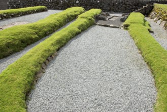 Viking settlement in Kvivik on the Faroe Islands with longhouse and ruins, Kvivik, Faroe Islands,