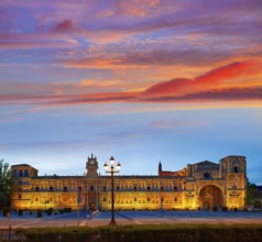 San Marcos in Leon sunset at the way of Saint James Castilla Spain