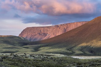 Evening mood in the highlands of Iceland, taken near the highland valley Landmannalaugar in