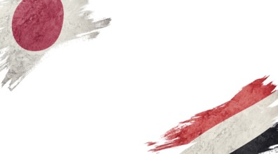 Flags of Japan and Yemen on White Background
