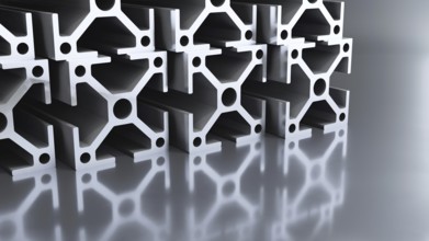 Some aluminum construction profile objects. 3D illustration