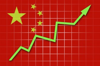 The Chinese flag and arrow graph going up