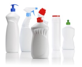 Set of cleaning bottles