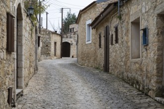 Lofou, Limassol District, Cyprus, March 24, 2023, Traditional narrow alley in the village, Europe