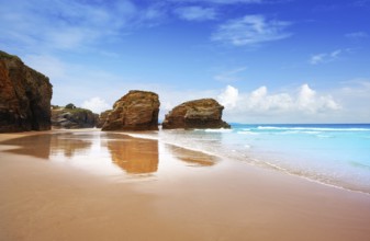 Playa las catedrales Catedrais beach in Ribadeo Galicia of Lugo Spain
