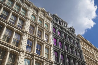 Detail of renovated historic buildings, New York, USA, North America