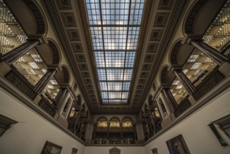 Brussels Old Town, Brussels Capital Region, Belgium, 12 06 2019 Art nouveau ceiling of the Royal
