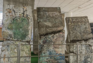 Daejeon, South Korea, September 10, 2020: For editorial use onlyPieces of Berlin Wall behind
