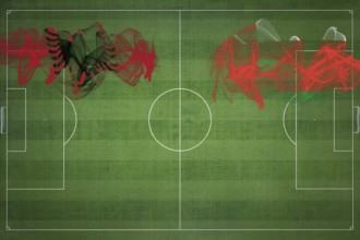 Albania vs Oman Soccer Match, national colors, national flags, soccer field, football game,