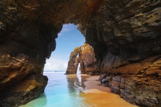 Playa las catedrales Catedrais beach in Ribadeo Galicia of Lugo Spain