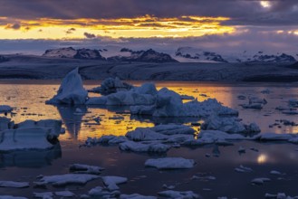 Evening at Jökulsarlon, south coast, Iceland, Europe