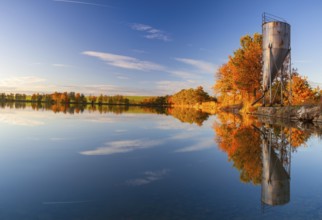 Farm for breeding fish. Evening on the breeding pond. Czech Republic