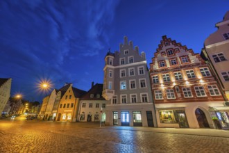 Landshut Germany, night city skyline at Old Town Altstadt street