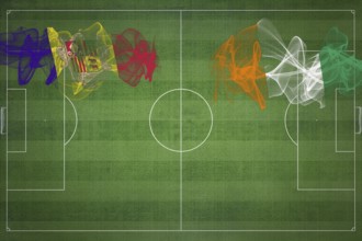 Andorra vs Ivory Coast Soccer Match, national colors, national flags, soccer field, football game,