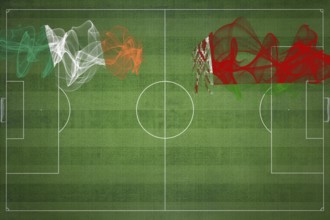 Ireland vs Belarus Soccer Match, national colors, national flags, soccer field, football game,